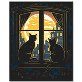 Painting by numbers: Cat looking out at night